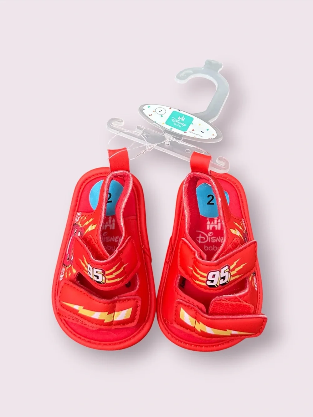 Disney Baby Cars Red Lightning McQueen Sandals for Baby Size 2 NWOT